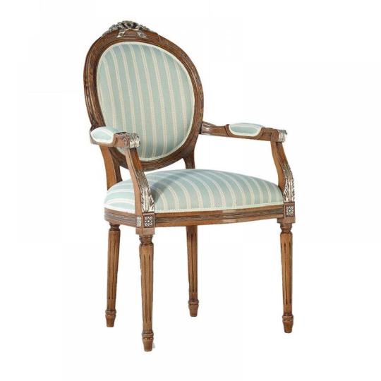 klasszikus stilusu karpitos karfas karos szek elegans karpitozott etkezoszek ebedlo nappali asztal szekek butorok toszkan olasz patinas csikos zold kastely mobilsedia lameridiana.jpg